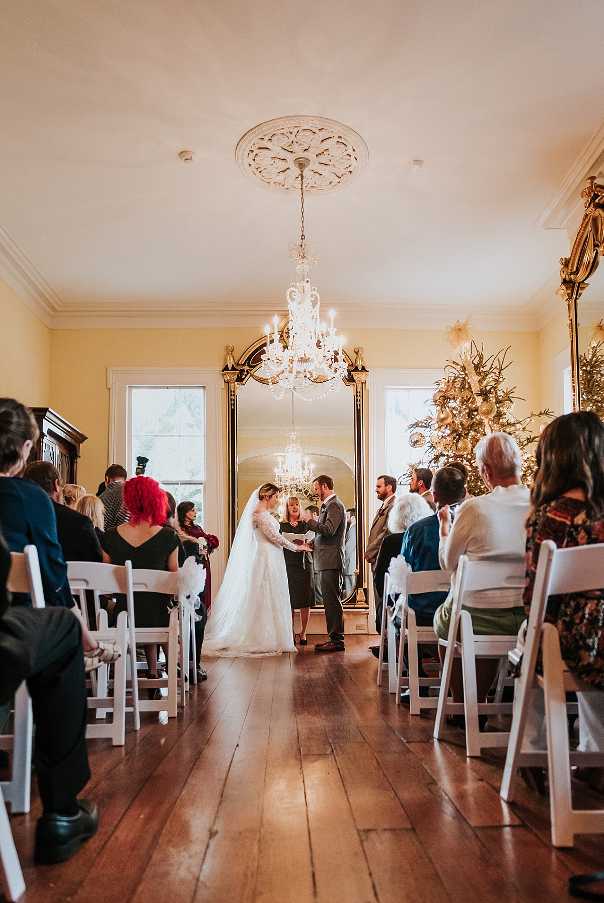 Indoor wedding ceremony at the Bragg-Mitchell Mansion in Mobile, AL
