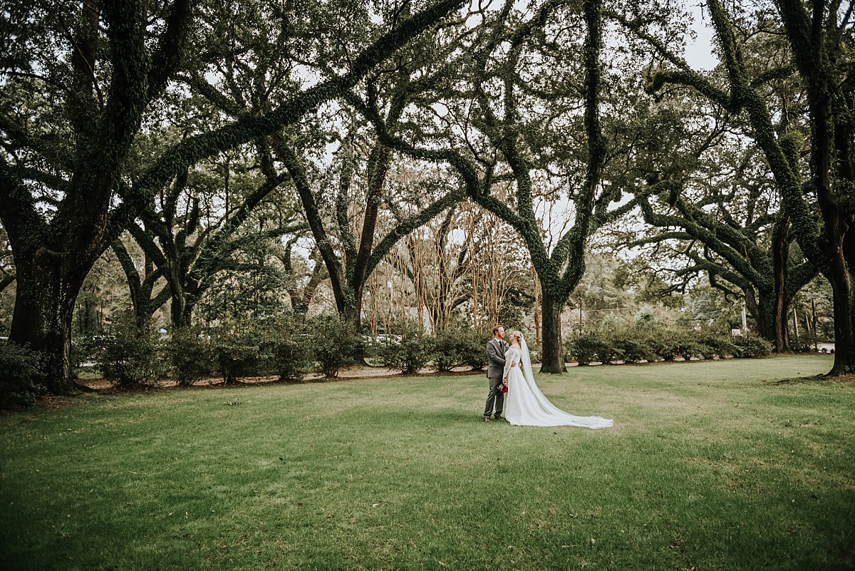 Bride and Groom portraits at the Bragg-Mitchell Mansion in Mobile, AL